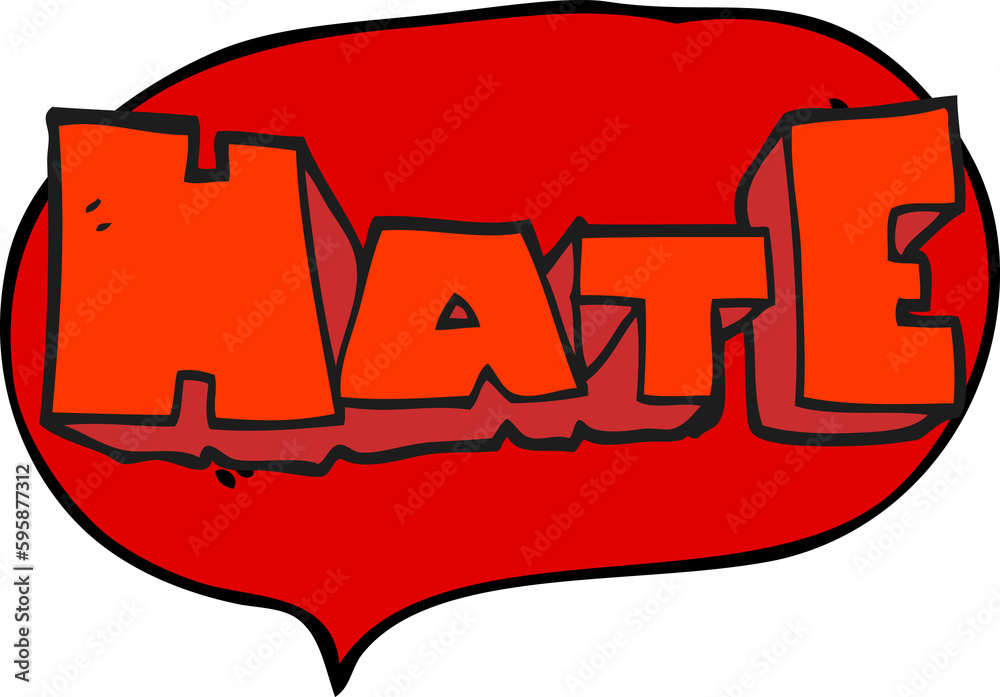 freehand drawn speech bubble cartoon word Hate freehand drawn speech bubble cartoon word Hate