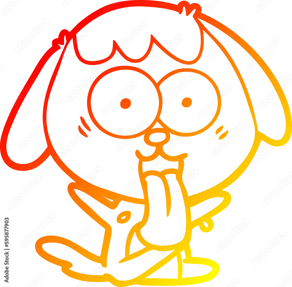 Obraz premium warm gradient line drawing of a cute cartoon dog