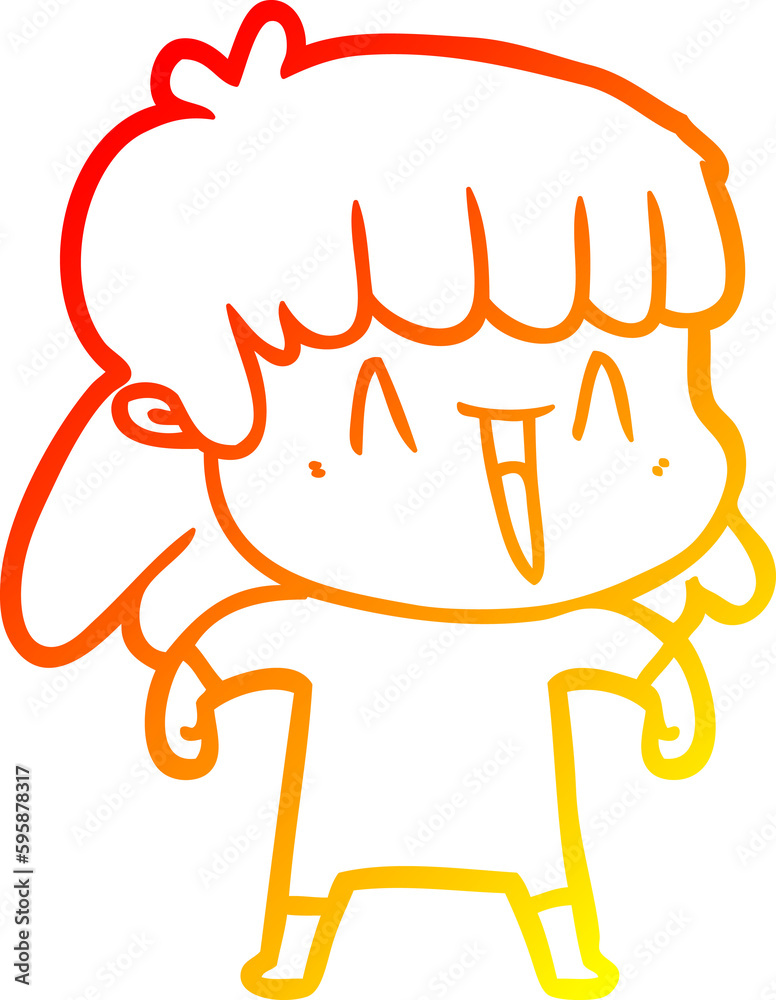 warm gradient line drawing of a cartoon woman warm gradient line drawing of a cartoon woman
