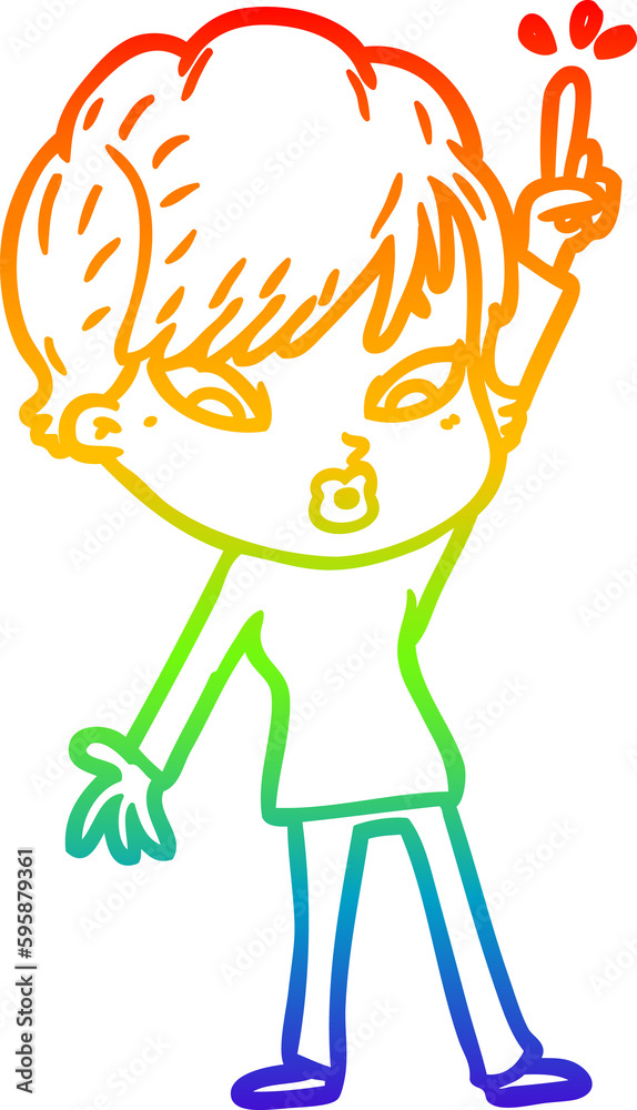 rainbow gradient line drawing of a cartoon woman rainbow gradient line drawing of a cartoon woman