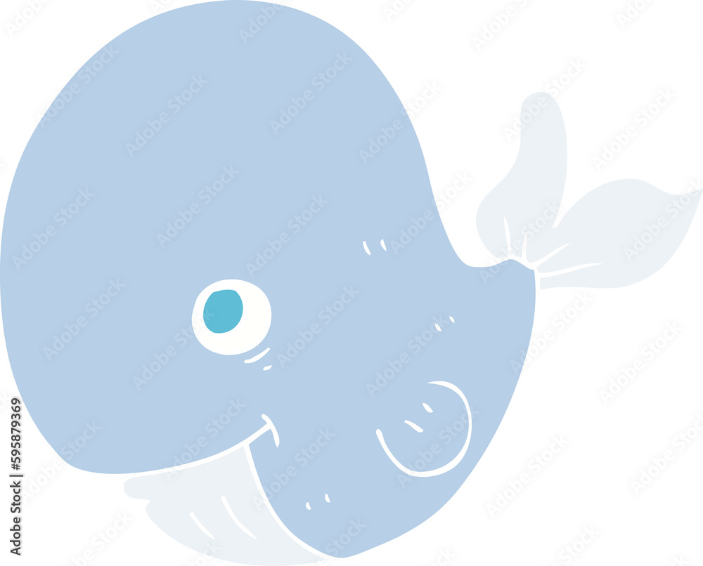 flat color illustration of happy whale flat color illustration of happy whale