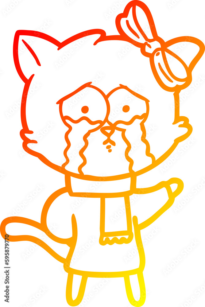 warm gradient line drawing of a cartoon cat warm gradient line drawing of a cartoon cat
