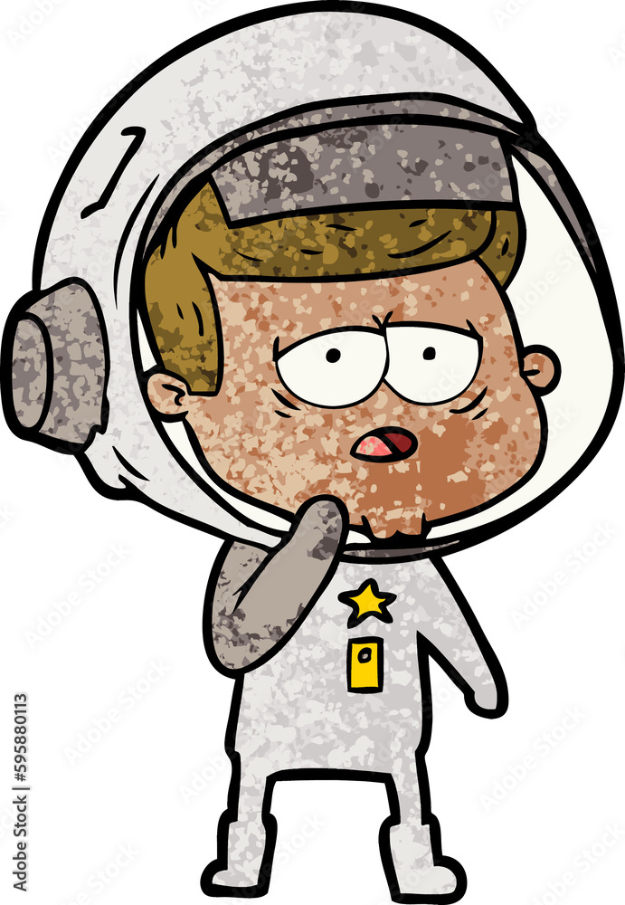 cartoon tired astronaut