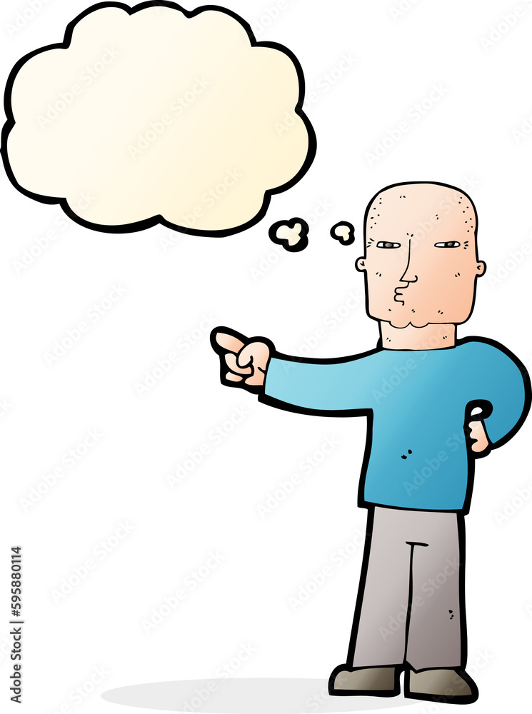 cartoon pointing man with thought bubble cartoon pointing man with thought bubble