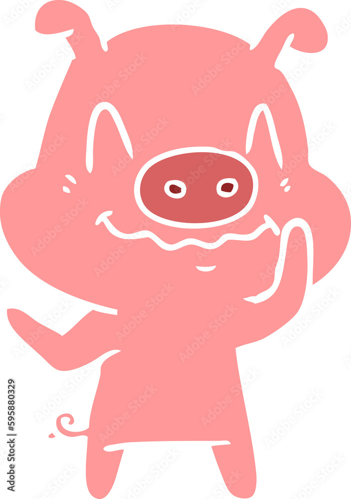 nervous flat color style cartoon pig nervous flat color style cartoon pig