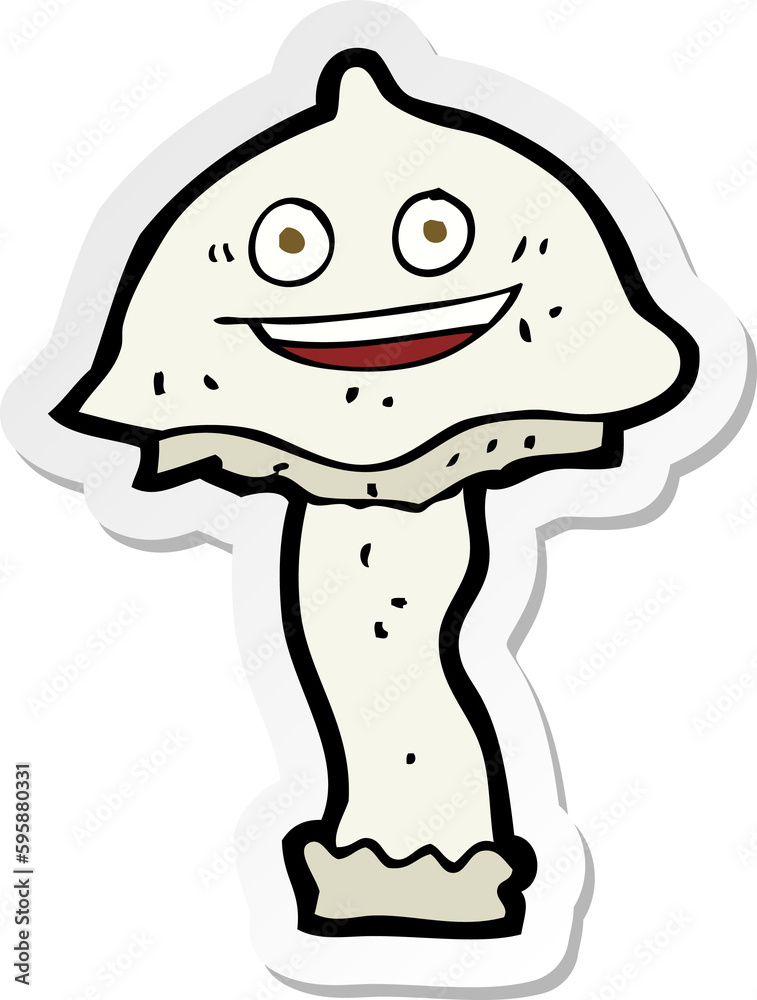 sticker of a cartoon happy mushroom sticker of a cartoon happy mushroom