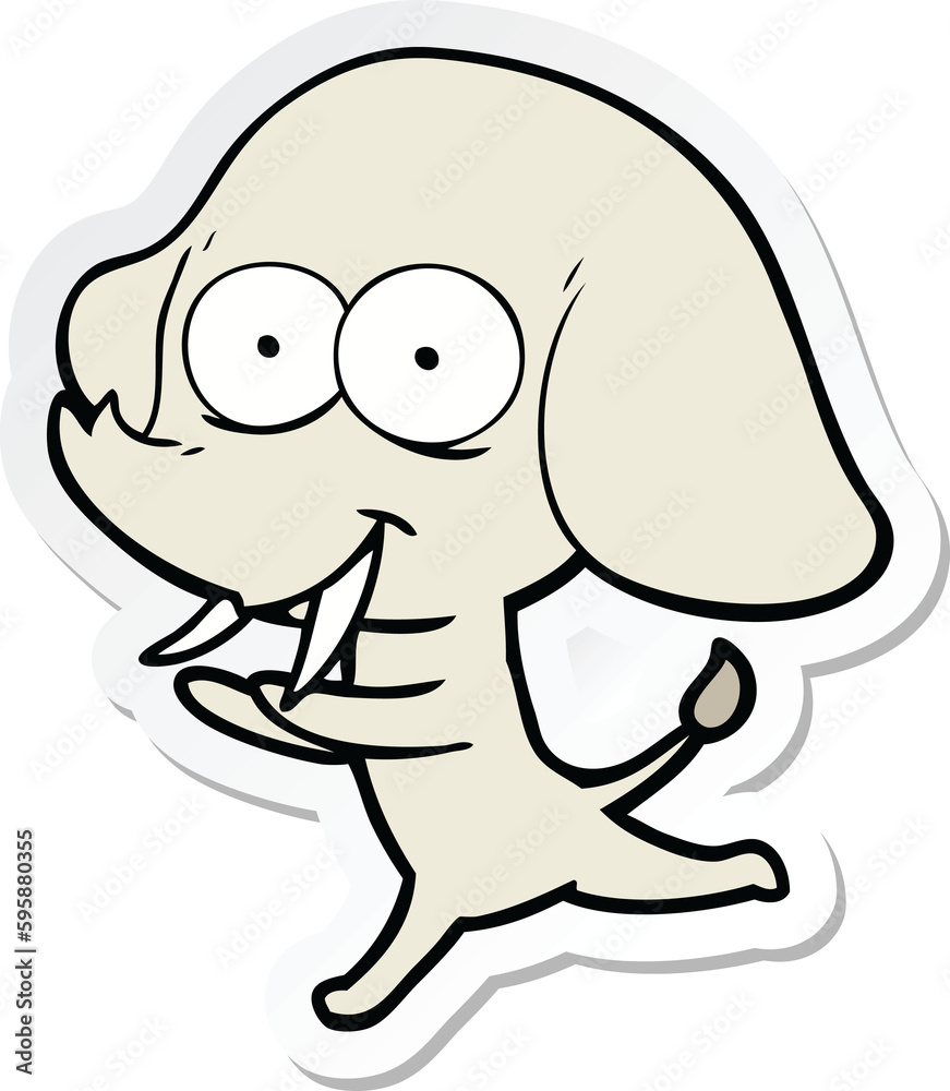 sticker of a happy cartoon elephant sticker of a happy cartoon elephant