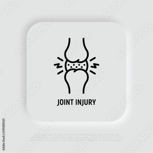 Joint injury, inflammation thin line icon. Arthritis symptom. Vector illustration.
