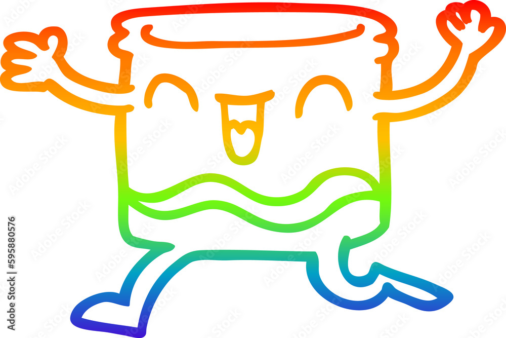 rainbow gradient line drawing of a cartoon happy tumbler