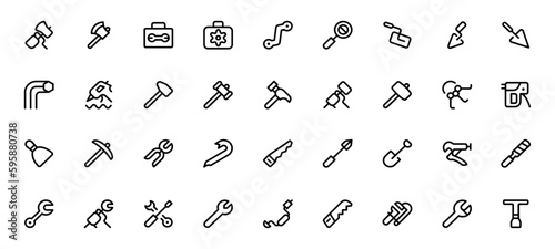 construction tools, building, repair tools icon editable Stroke line icons and Suitable for Web Page, Mobile App, UI, UX design.