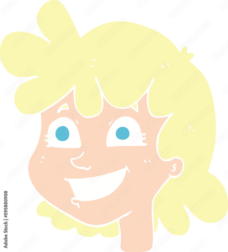 flat color illustration of female face flat color illustration of female face