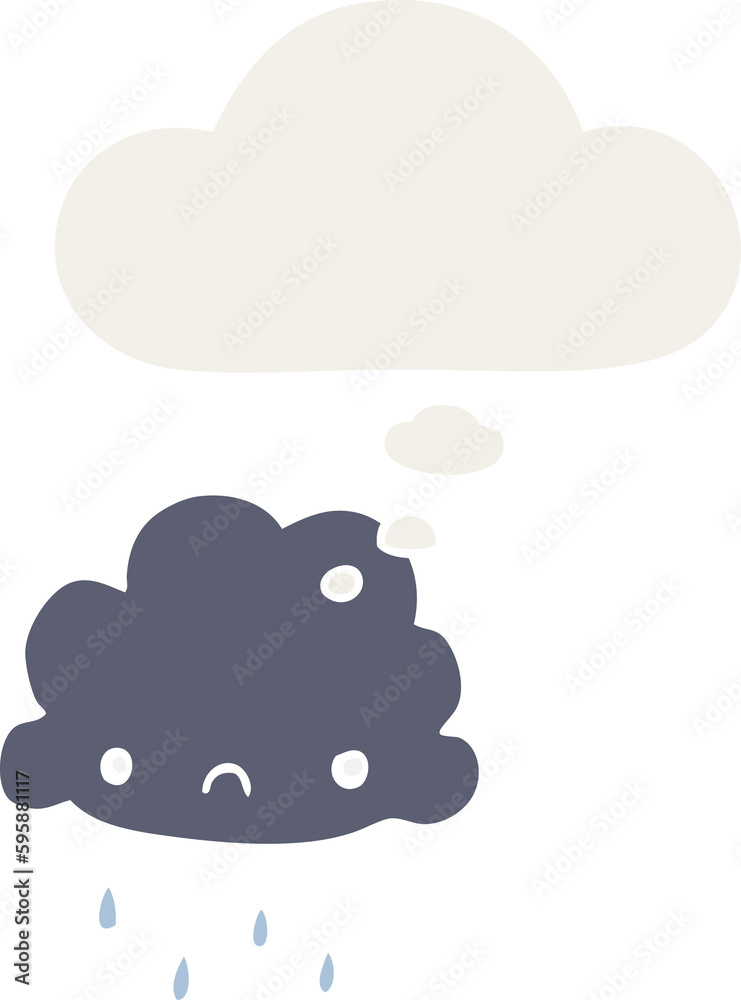 cartoon storm cloud with thought bubble in retro style cartoon storm cloud with thought bubble in retro style