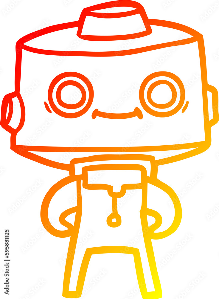 warm gradient line drawing of a cartoon robot warm gradient line drawing of a cartoon robot