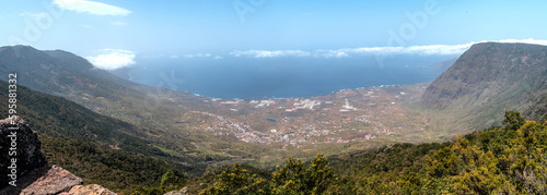 Panoramic from the Mirador of the municipality of La Frontera in the park of La Llania in El Hierro, Canary Islands photo