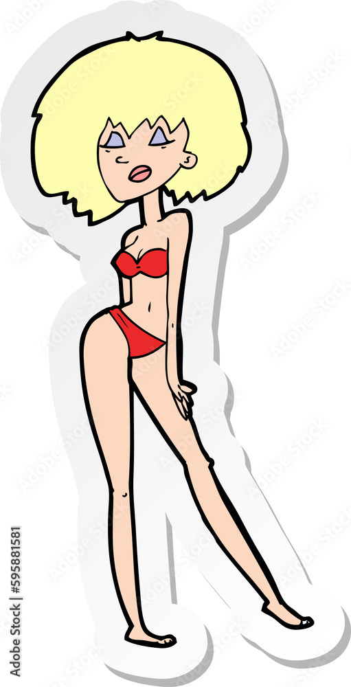 sticker of a cartoon woman in bikini sticker of a cartoon woman in bikini