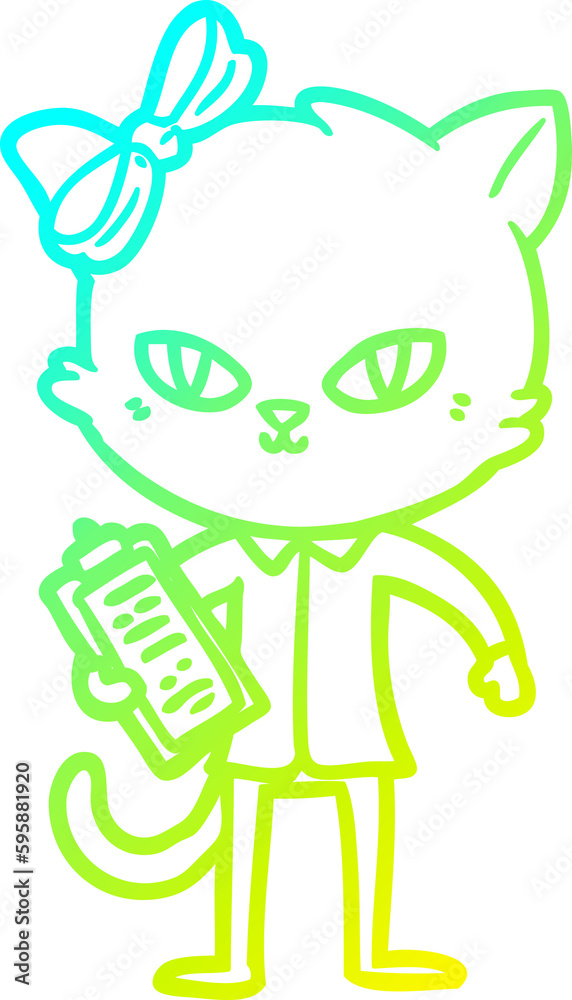 cold gradient line drawing of a cute cartoon cat cold gradient line drawing of a cute cartoon cat