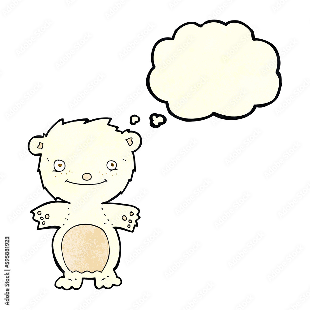 cartoon happy little polar bear with thought bubble cartoon happy little polar bear with thought bubble