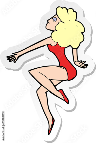 sticker of a cartoon dancing woman