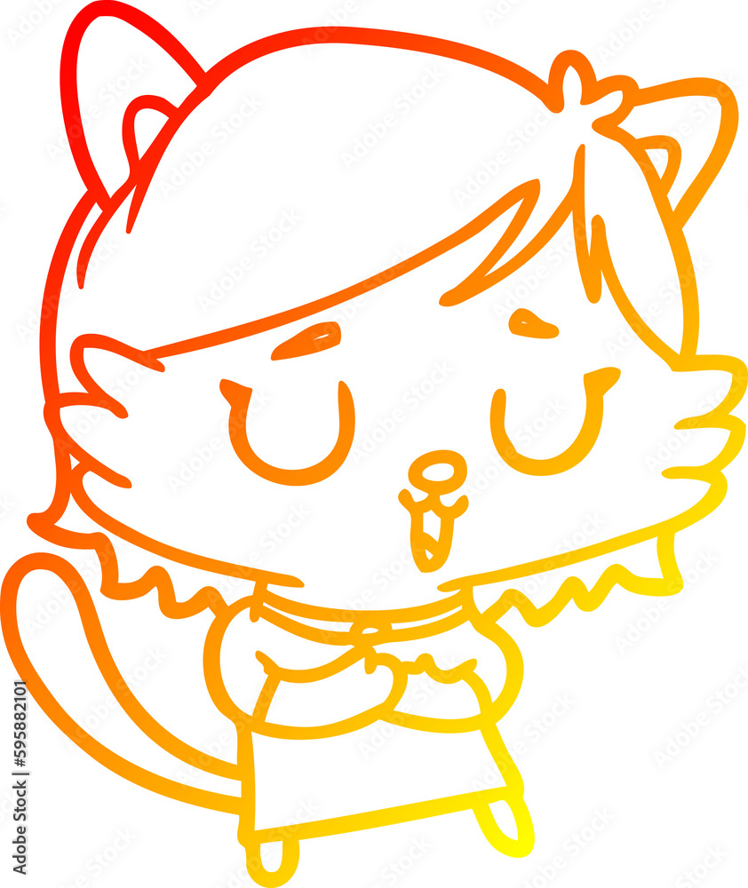 warm gradient line drawing of a cat girl warm gradient line drawing of a cat girl