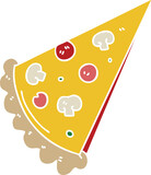 hand drawn quirky cartoon slice of pizza
