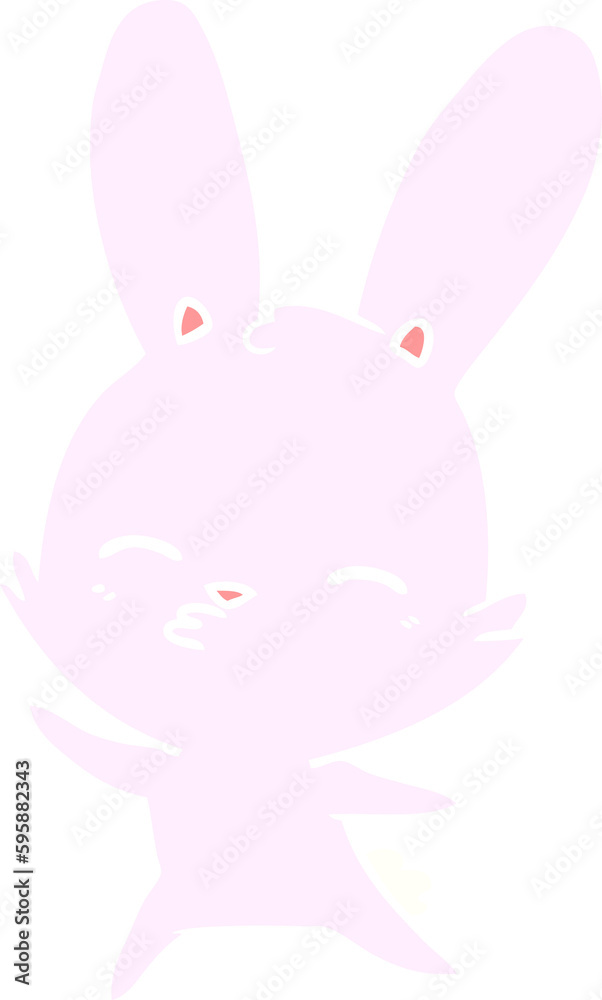 curious waving bunny flat color style cartoon curious waving bunny flat color style cartoon