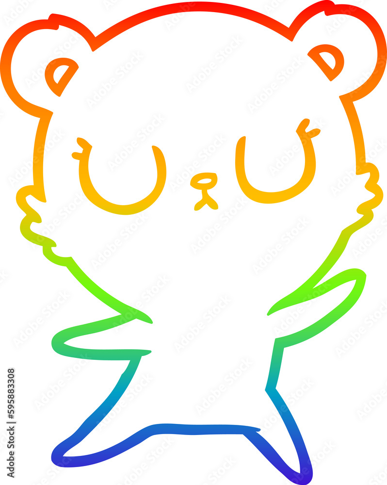 rainbow gradient line drawing of a peaceful cartoon polar bear rainbow gradient line drawing of a peaceful cartoon polar bear