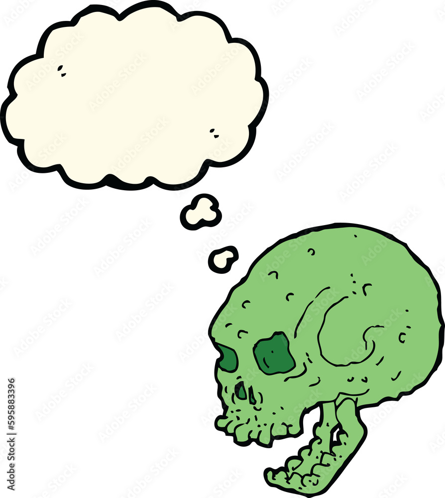 cartoon spooky skull with thought bubble cartoon spooky skull with thought bubble