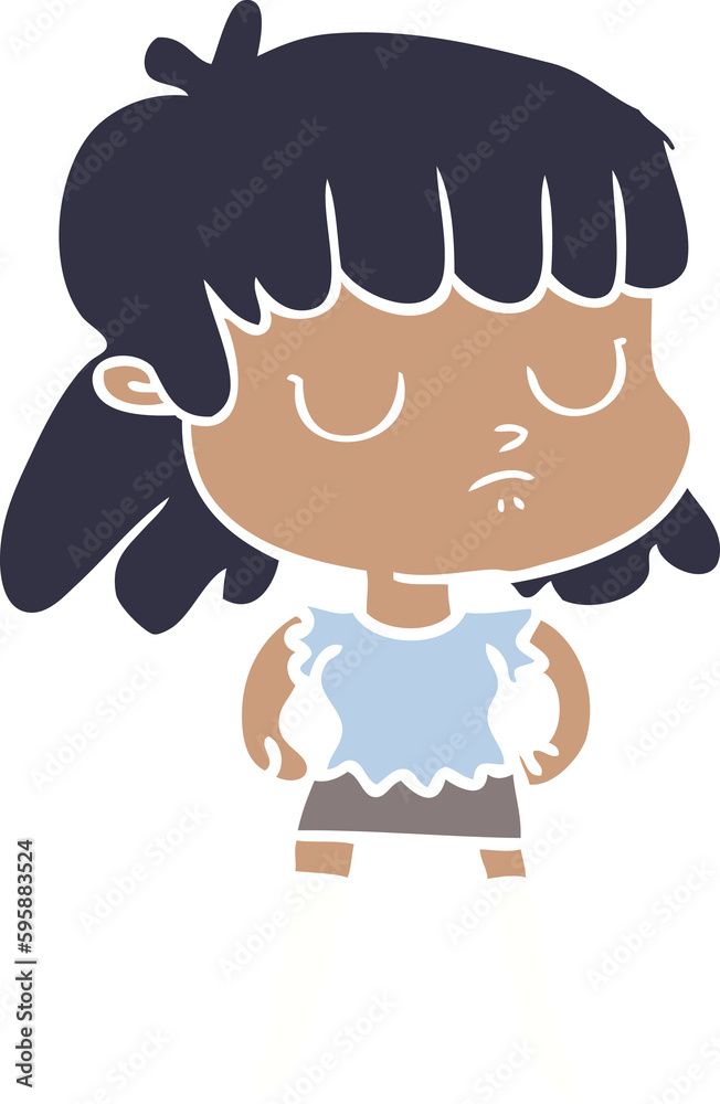 flat color style cartoon indifferent woman flat color style cartoon indifferent woman
