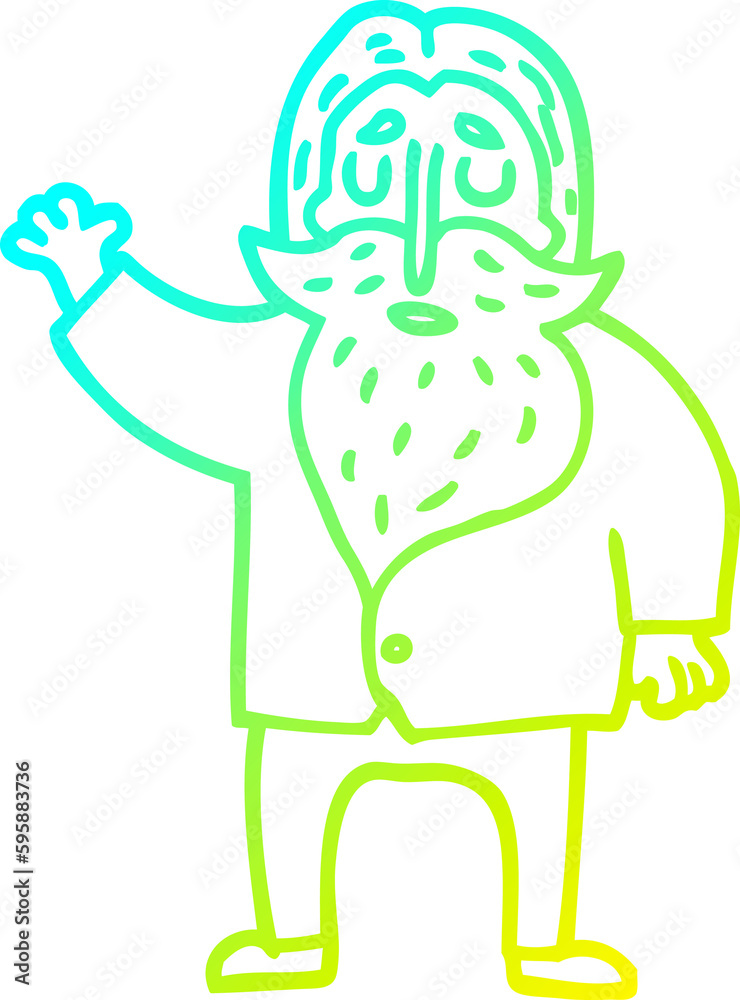 cold gradient line drawing of a cartoon old man waving cold gradient line drawing of a cartoon old man waving