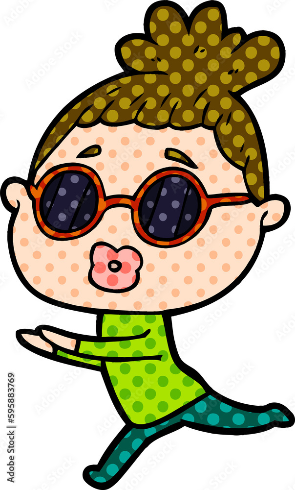 cartoon woman wearing sunglasses