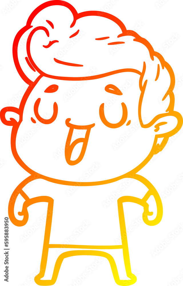 warm gradient line drawing of a happy cartoon man warm gradient line drawing of a happy cartoon man