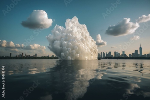 Floating clouds captured in time-lapse. Generative AI