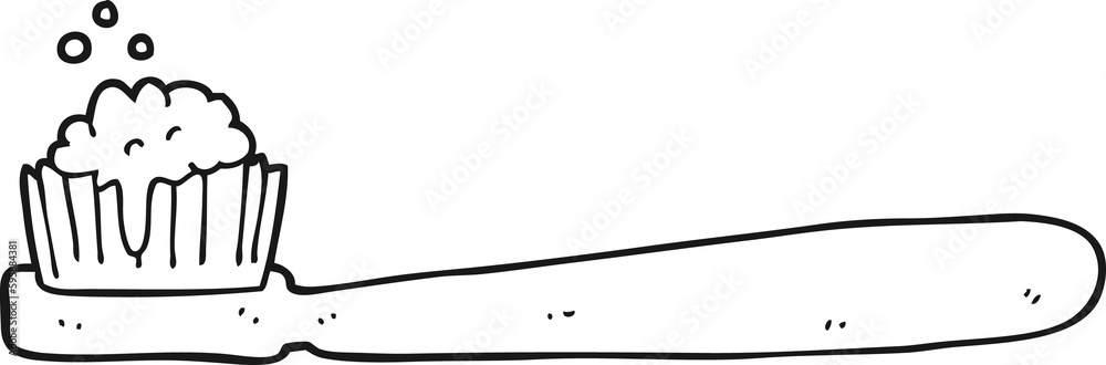 freehand drawn black and white cartoon tooth brush freehand drawn black and white cartoon tooth brush