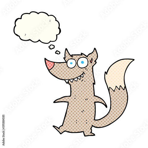 freehand drawn thought bubble cartoon little wolf