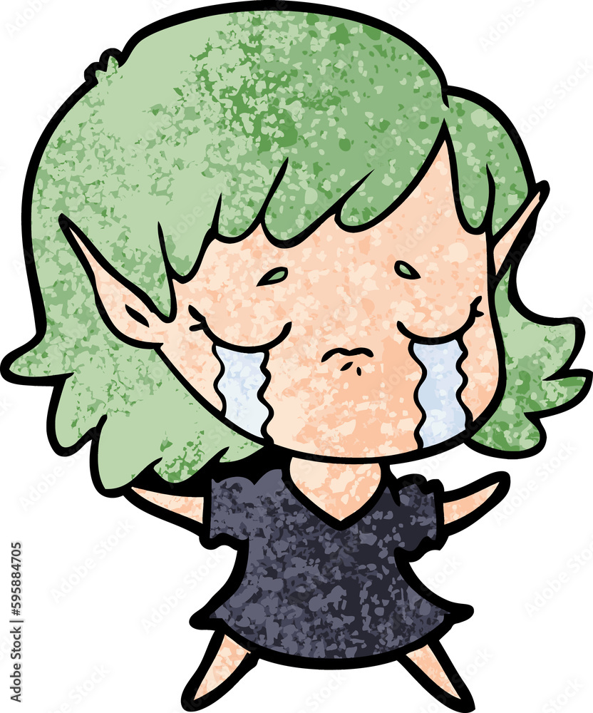 cartoon crying elf girl cartoon crying elf girl
