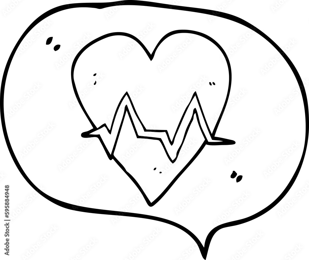 freehand drawn speech bubble cartoon heart rate pulse symbol freehand drawn speech bubble cartoon heart rate pulse symbol