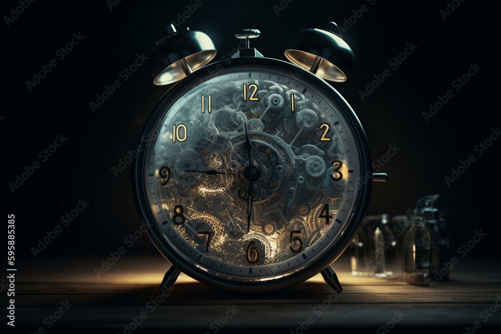 Illustration of the biological clock controlling circadian rhythms in the brain. Generative AI