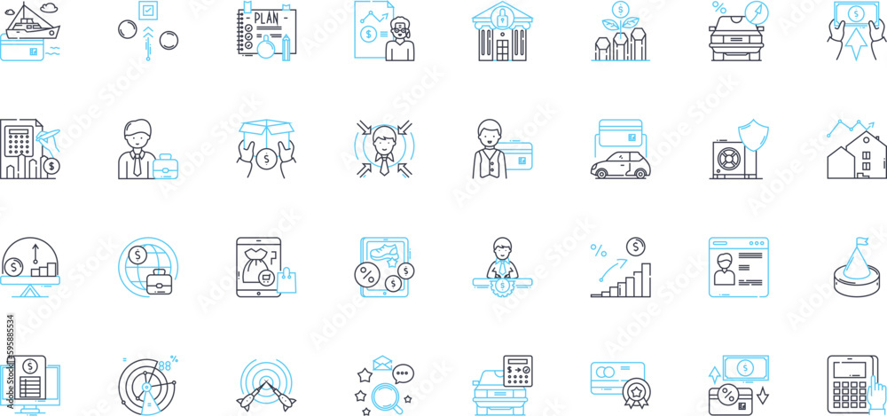 Accounting linear icons set. Balance, Ledger, Income, Expense, Audit, Taxation, Bookkeeping line vector and concept signs. Asset,Liability,Cash outline illustrations Accounting linear icons set. Balance, Ledger, Income, Expense, Audit, Taxation, Bookkeeping line vector and concept signs. Asset,Liability,Cash outline illustrations