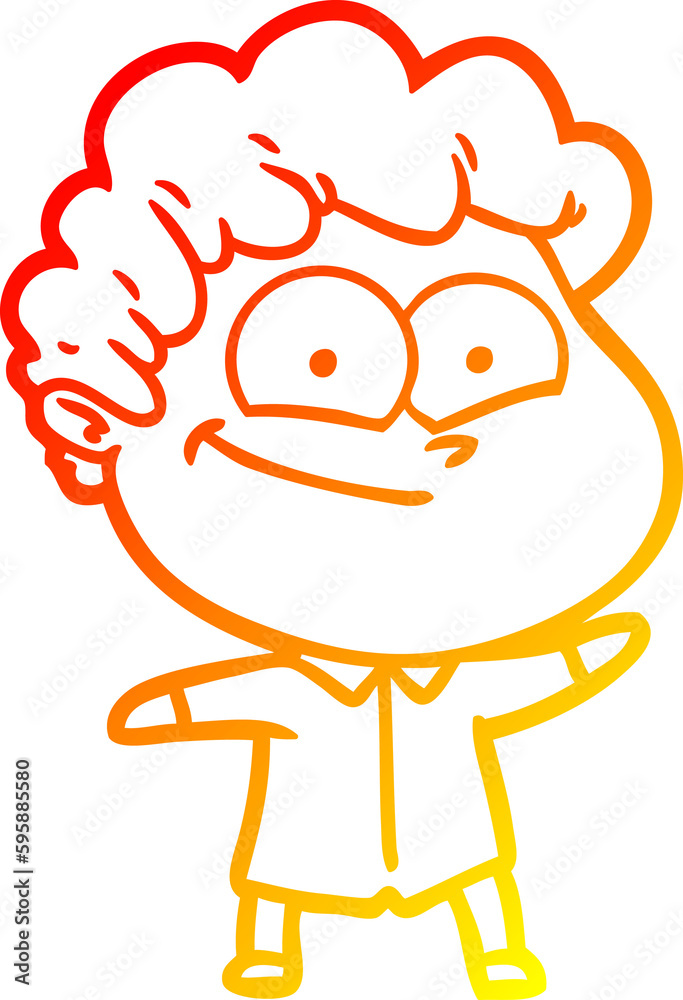 warm gradient line drawing of a cartoon happy man warm gradient line drawing of a cartoon happy man