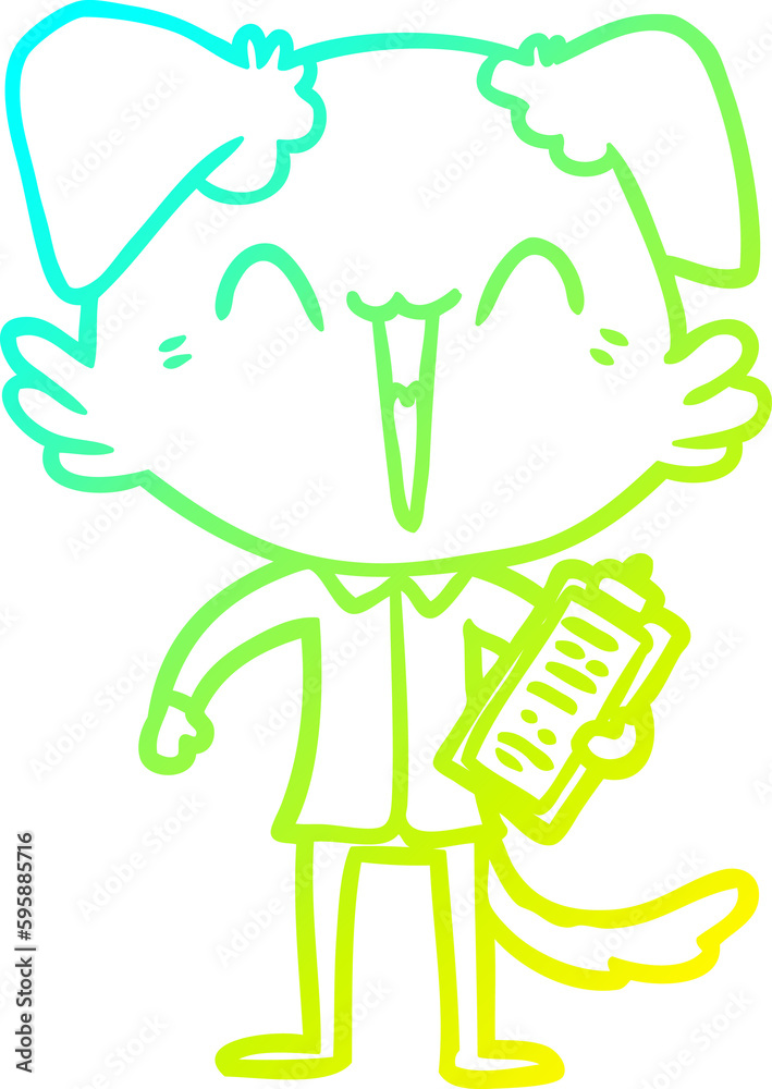 cold gradient line drawing of a happy office dog cartoon cold gradient line drawing of a happy office dog cartoon