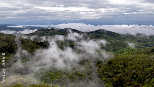 fog over mountain valley in appalachia near blowing rock and boone nc, north carolina holler