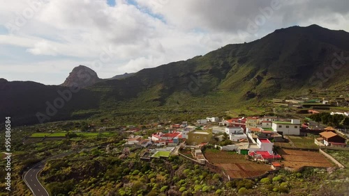 Amazing aerial establisher shot of houses built in El Retamar, Tenerife photo