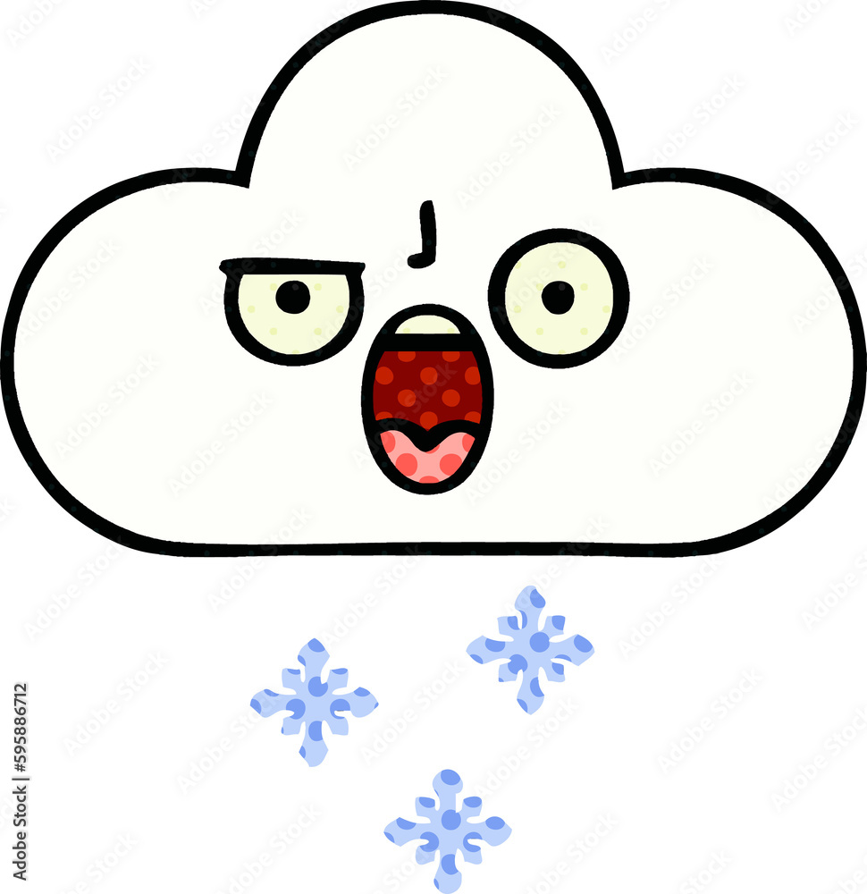 comic book style cartoon of a snow cloud comic book style cartoon of a snow cloud
