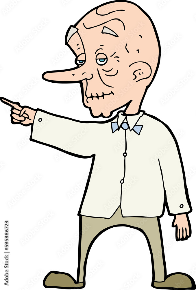 cartoon old man pointing