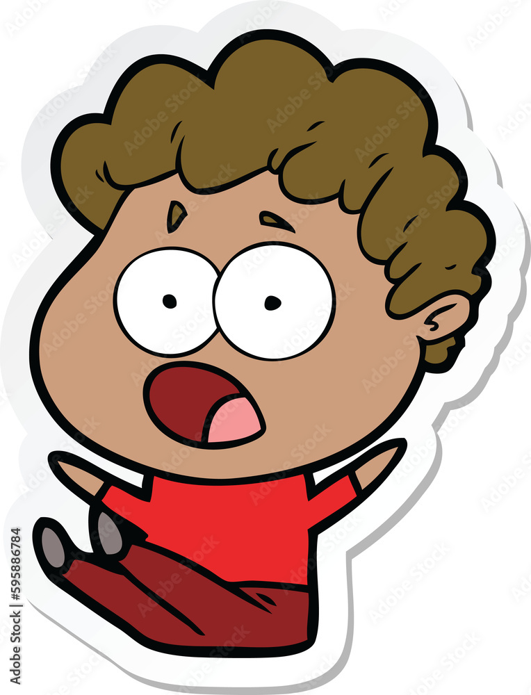 sticker of a cartoon man gasping in surprise sticker of a cartoon man gasping in surprise