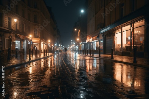 City street with light patterns. Image. Generative AI