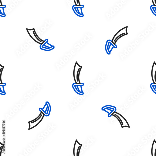 Free Download Line Pirate sword icon isolated seamless pattern on white background. Sabre sign. Colorful outline concept. Vector - GFXLoad
