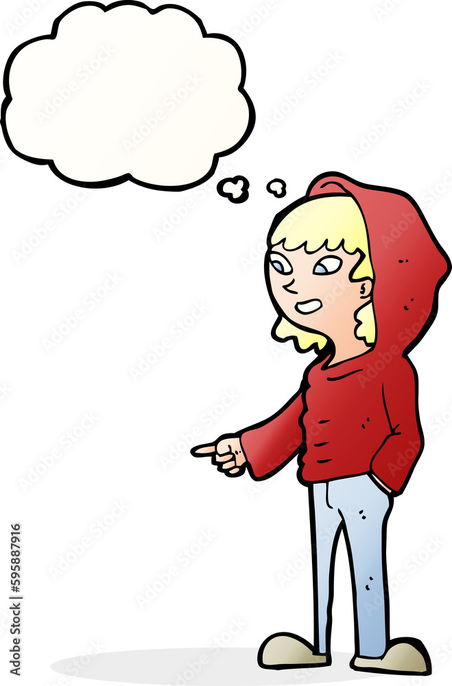 cartoon pointing teenager with thought bubble cartoon pointing teenager with thought bubble