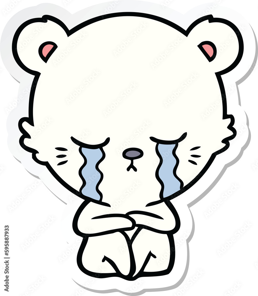 Obraz premium sticker of a crying cartoon polarbear
