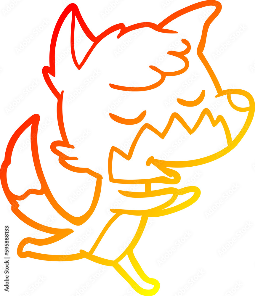 warm gradient line drawing of a friendly cartoon fox running warm gradient line drawing of a friendly cartoon fox running